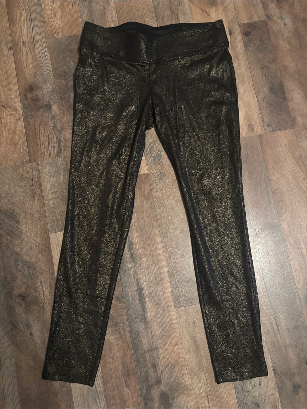Black Shimmer High-Rise Leggings for Women